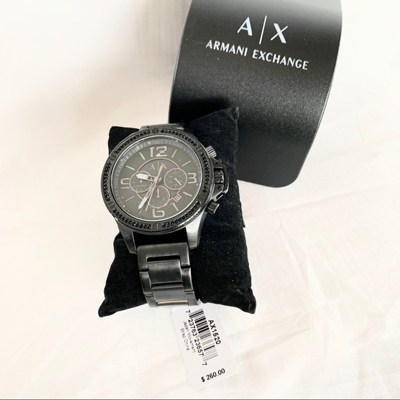 NWT Armani Exchange Black Metal Dial Chrono Watch - Picture 4 of 5